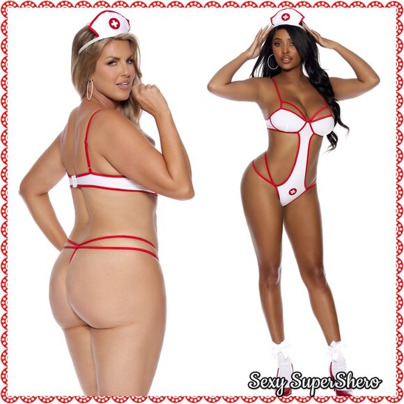 🆕❤️‍🩹Nurse Naughty Bedroom Fantasy 2 Piece Lingerie Costume Set - Picture 1 of 7
